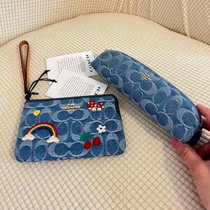 Coach Denim Pencil case and Wristlet.🎀